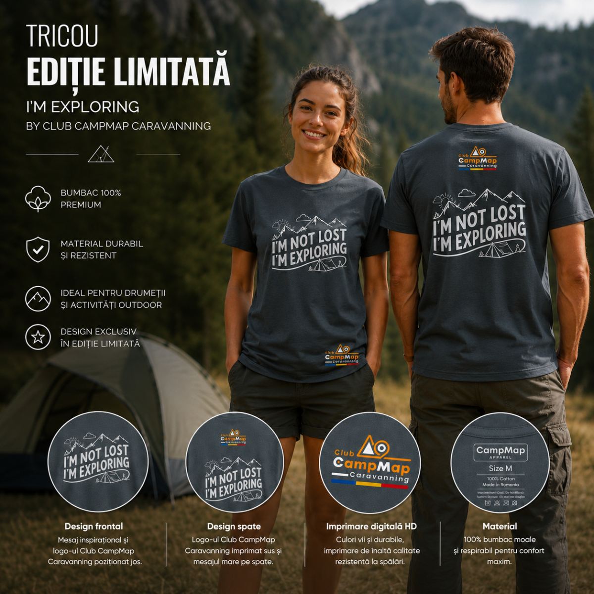 Tricou Limited Edition by Club CampMap Caravanning - Unisex Gri