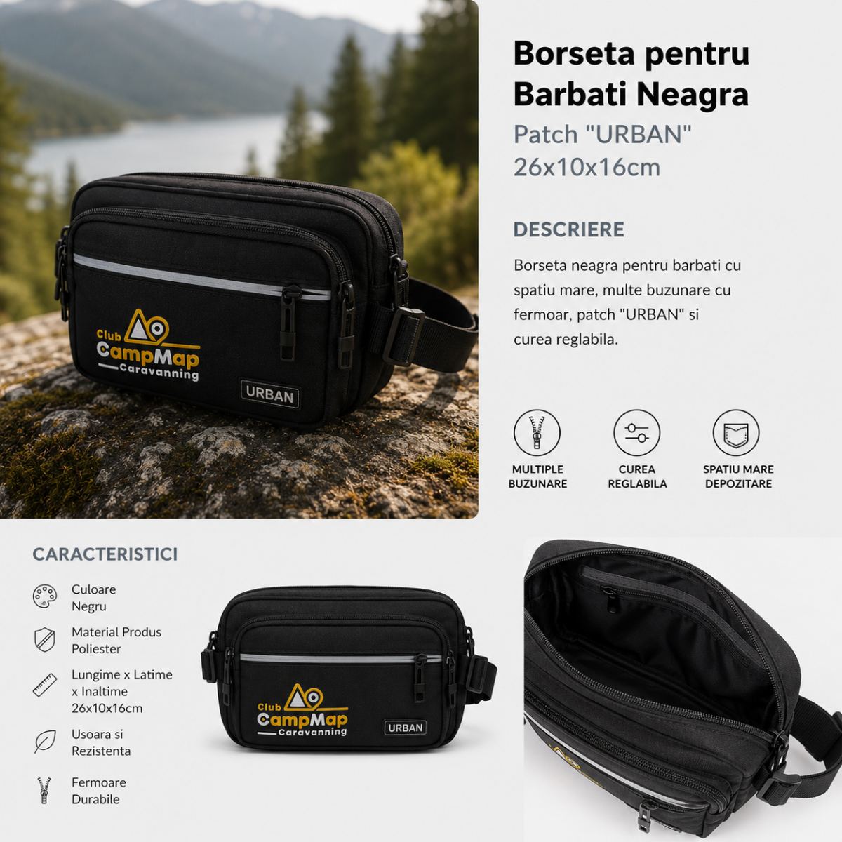 Borsetă Club CampMap Caravanning – Neagră